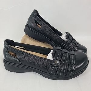 Clarks Black Leather Flats